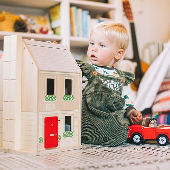 Bigjigs Toys Casă de păpuși pliabilă cu accesorii