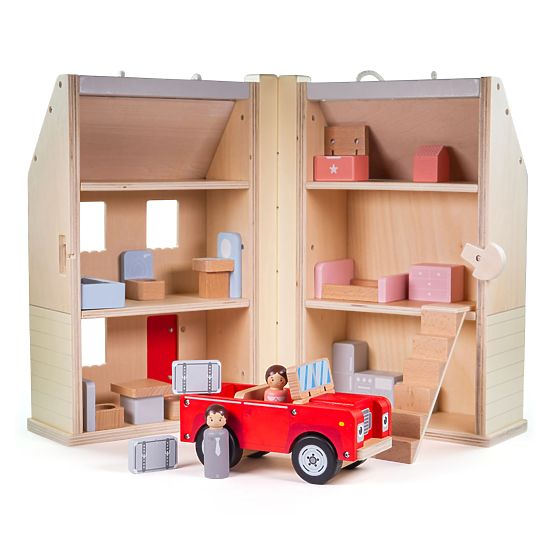 Bigjigs Toys Casă de păpuși pliabilă cu accesorii