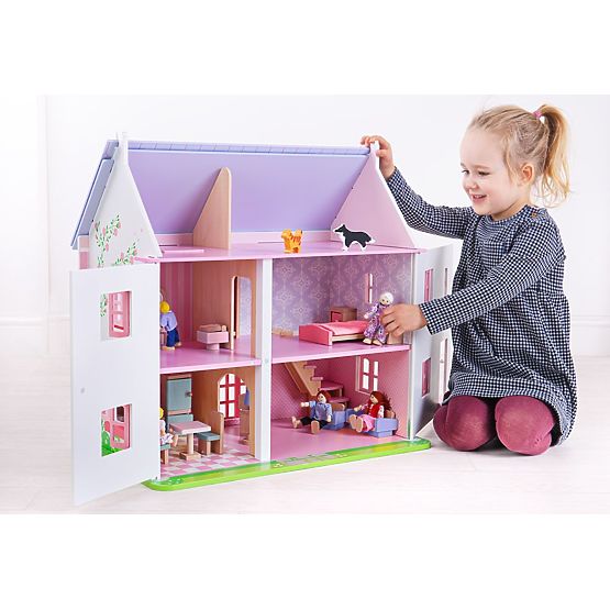 Bigjigs Toys Căsuță roz pentru păpuși