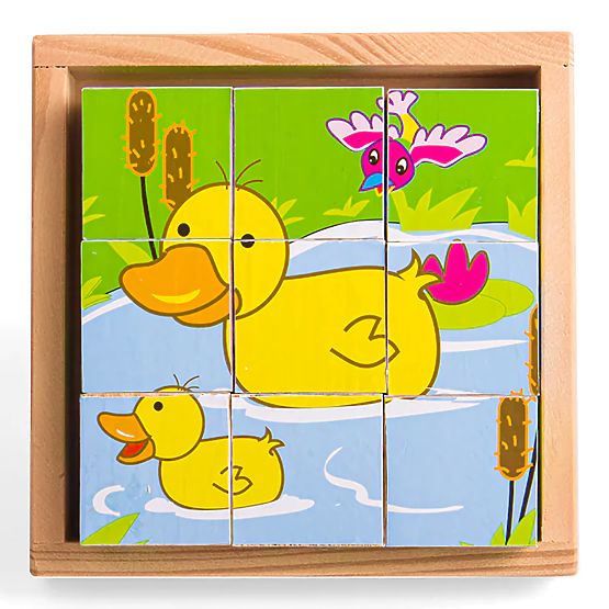 Bigjigs Toys Cuburi cu imagini Animale 9 cuburi
