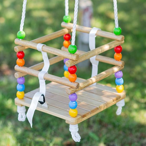 Leagăn de mărgele din lemn Bigjigs Toys
