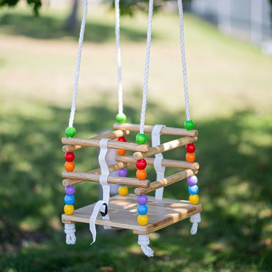 Leagăn de mărgele din lemn Bigjigs Toys