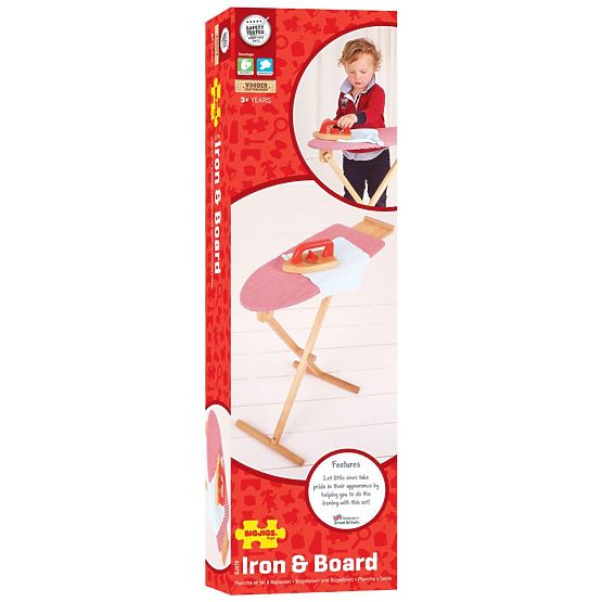 Bigjigs Toys Masă de călcat din lemn cu fier de călcat - ambalaj deteriorat
