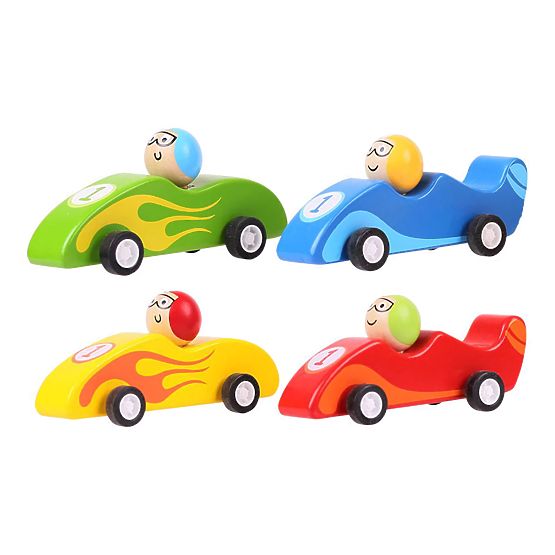Bigjigs Toys Mașină de curse din lemn colorată 1 buc