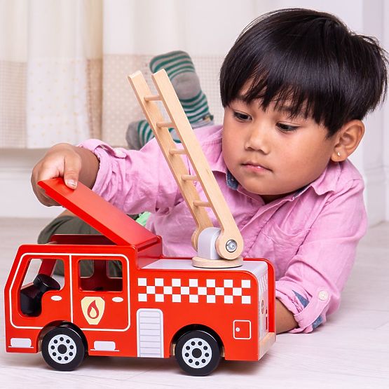 Bigjigs Toys Mașină de pompieri din lemn