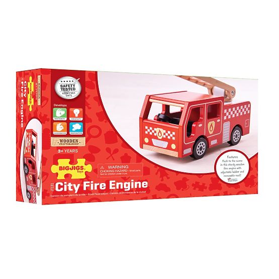 Bigjigs Toys Mașină de pompieri din lemn