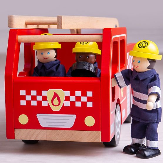 Bigjigs Toys Mașină de pompieri din lemn
