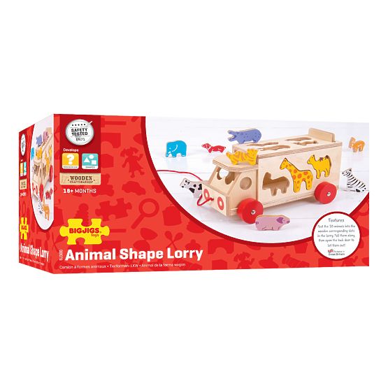 Bigjigs Toys Mașină din lemn cu animale