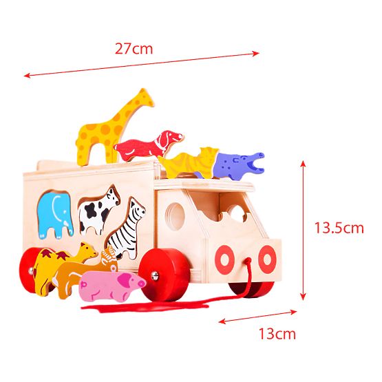 Bigjigs Toys Mașină din lemn cu animale
