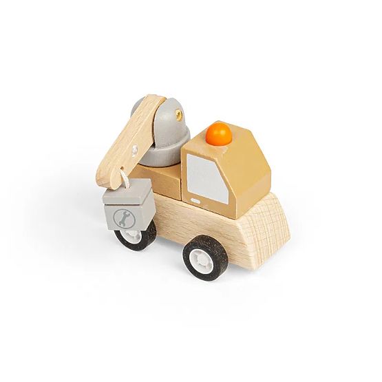 Bigjigs Toys Mașinuță de construcție cu mecanism de întindere Macara