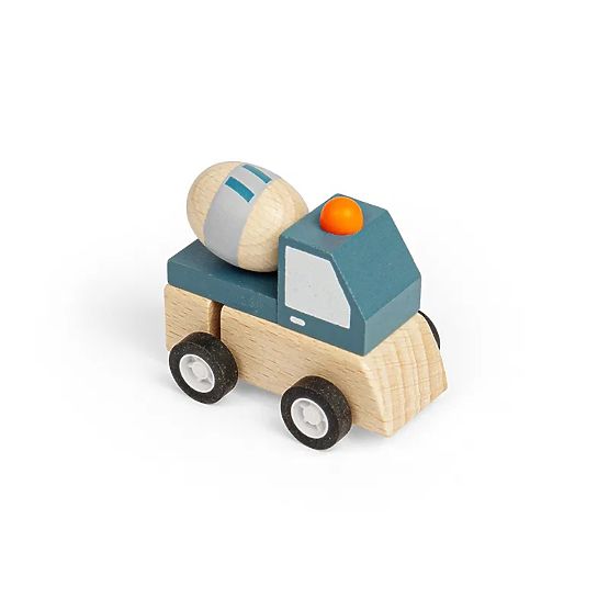 Bigjigs Toys Mașinuță de construcții cu mecanism de întindere Betonieră