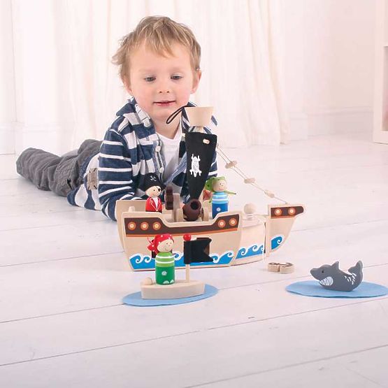 Bigjigs Toys Navă pirat cu pirați
