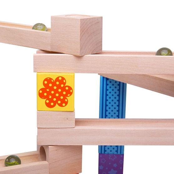 Bigjigs Toys Pista de bile din lemn colorată