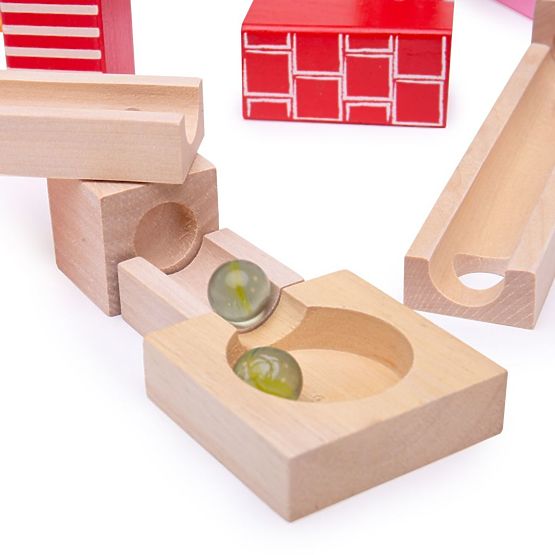 Bigjigs Toys Pista de bile din lemn colorată