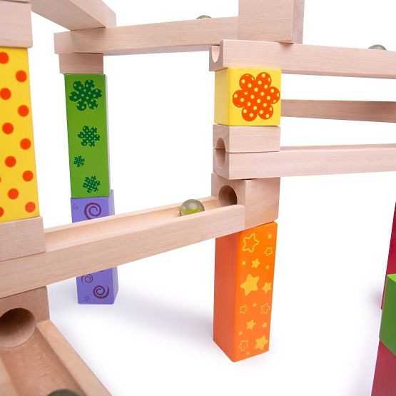 Bigjigs Toys Pista de bile din lemn colorată
