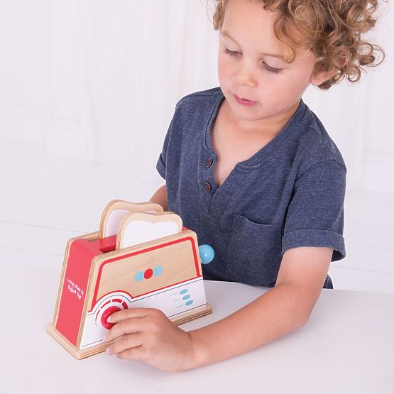 Bigjigs Toys Prăjitor de pâine din lemn cu buline