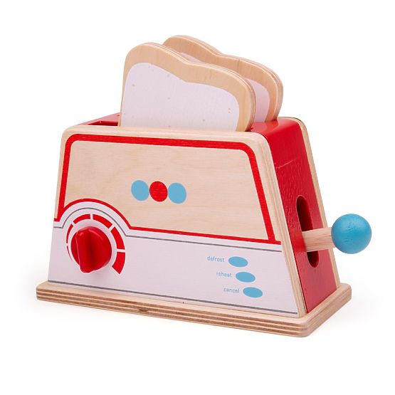 Bigjigs Toys Prăjitor de pâine din lemn cu buline