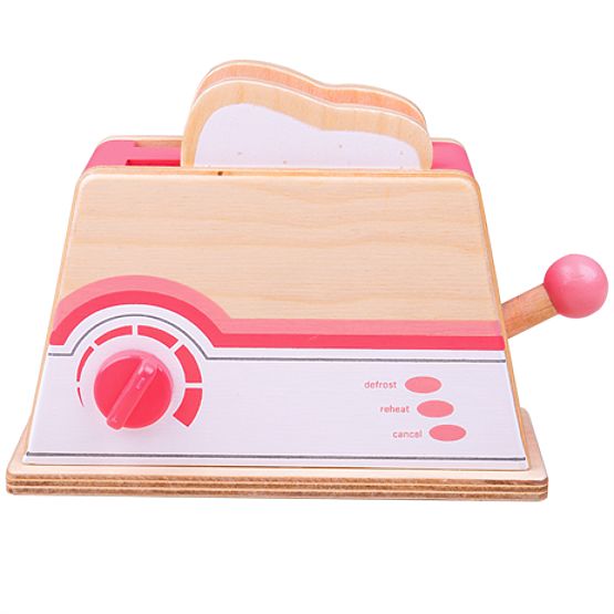 Bigjigs Toys Prăjitor de pâine din lemn roz - ambalaj deteriorat