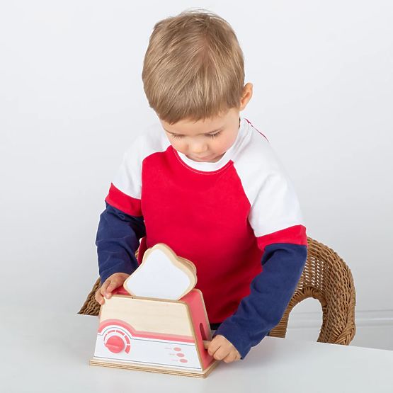 Bigjigs Toys Prăjitor de pâine din lemn roz - ambalaj deteriorat