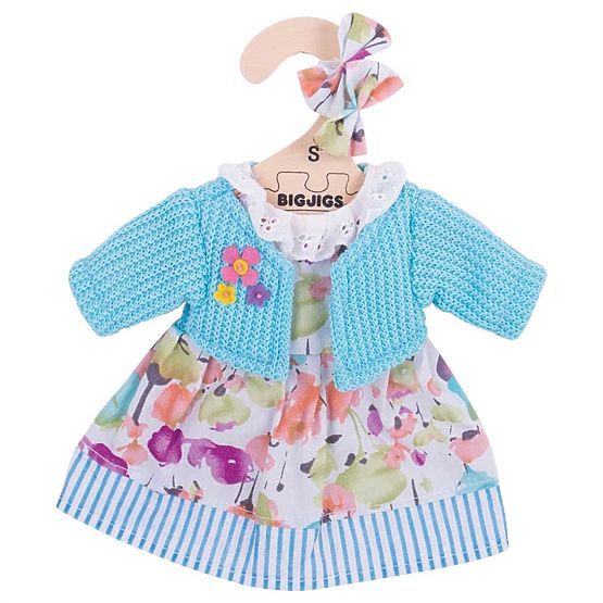 Bigjigs Toys Rochie turcoaz cu pulover pentru păpușă de 28 cm