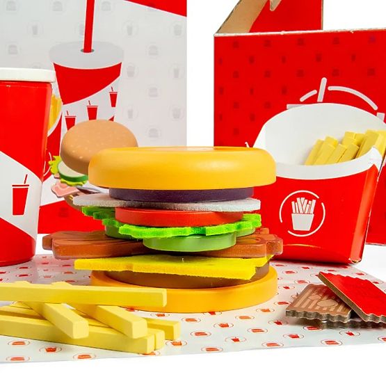 Bigjigs Toys Set Burger și cartofi prăjiți