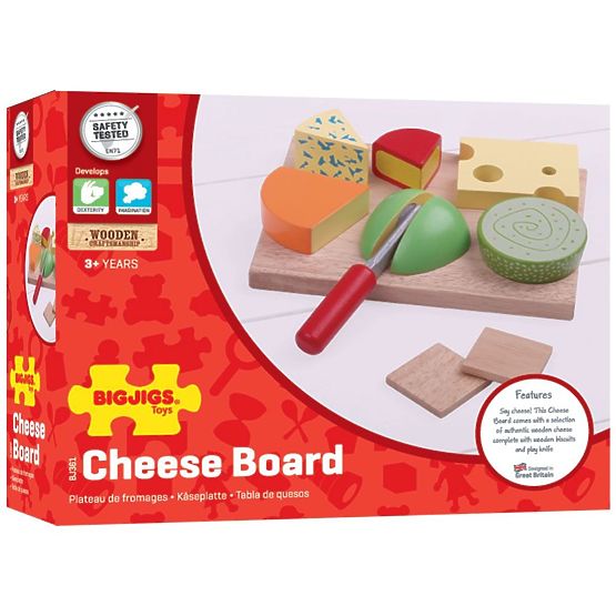 Bigjigs Toys Set de brânzeturi alimentare din lemn pe o farfurie