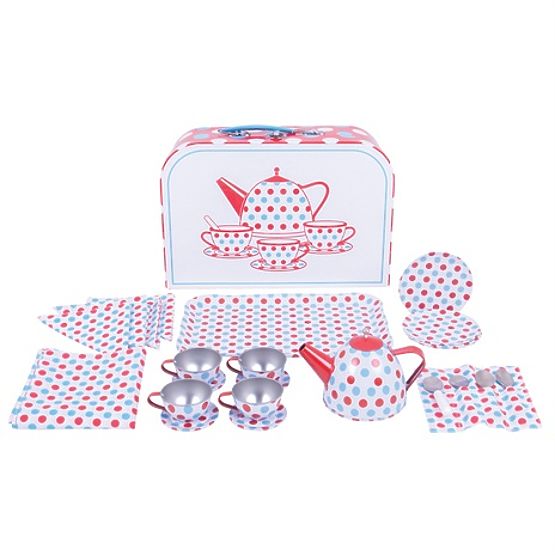 Bigjigs Toys Set de ceai cu buline în valiză