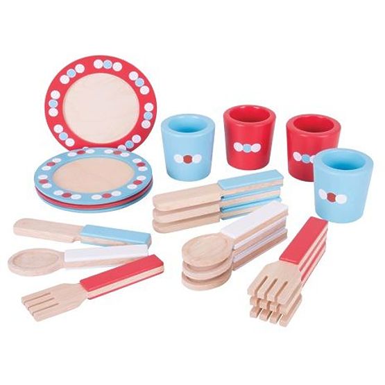 Bigjigs Toys Set de masă din lemn cu buline