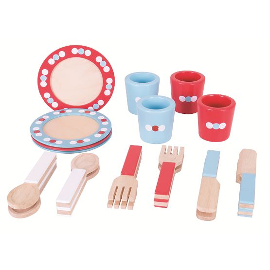 Bigjigs Toys Set de masă din lemn cu buline