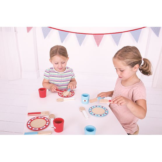 Bigjigs Toys Set de masă din lemn cu buline