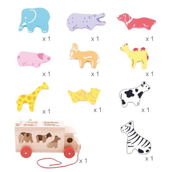 Bigjigs slot machine, camion cu animale