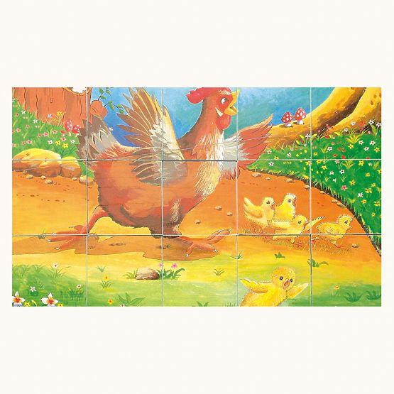 Bino Cuburi din lemn cu imagini animale domestice 15 piese