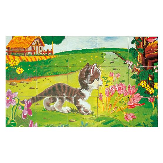 Bino Cuburi din lemn cu imagini animale domestice 15 piese