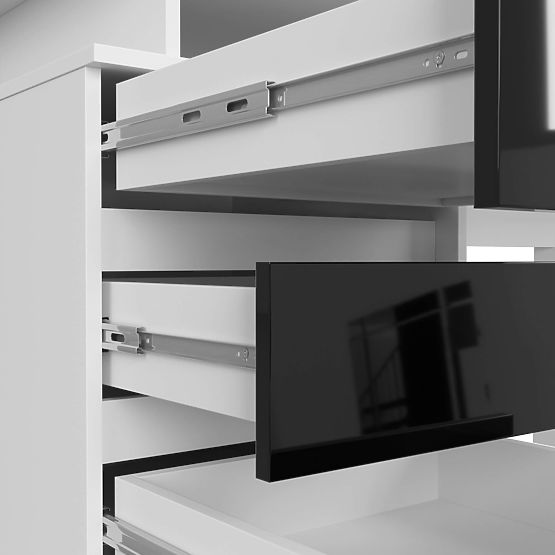 BIROU CLP 135cm PK ALB / NEGRU LUCIOASĂ