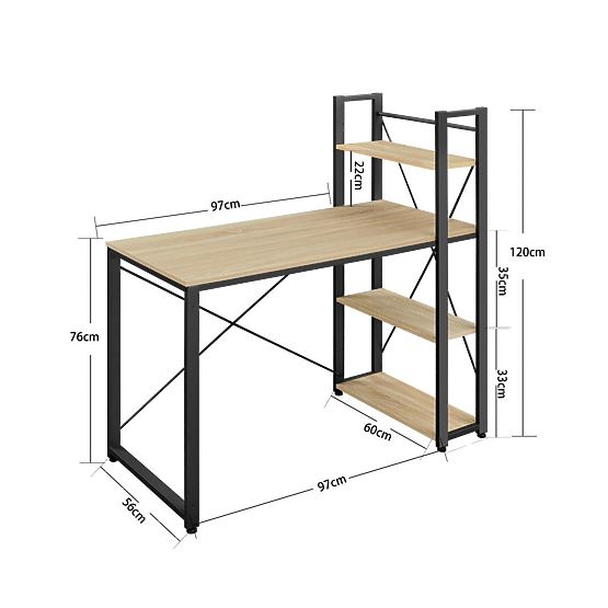 Birou de calculator cu raft și picioare reglabile stejar sonoma