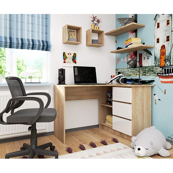 BIROU DE COLȚ B16 CLP DREAPTA PK SONOMA / ALB