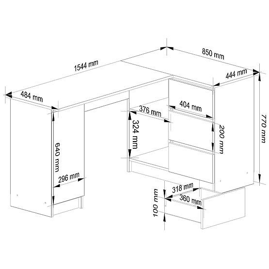 BIROU DE COLȚ B20 CLP DREAPTA WENGE