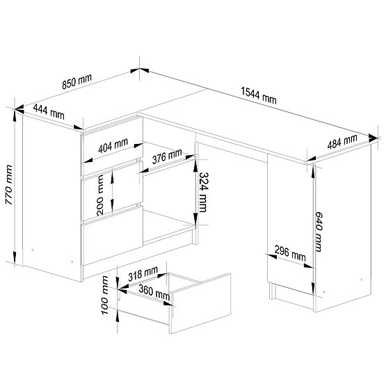 BIROU DE COLȚ B20 CLP STÂNGA ALUN