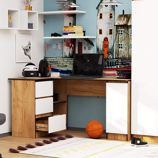 BIROU DE COLȚ B20 CLP STÂNGA PK STEJAR CRAFT / ALB