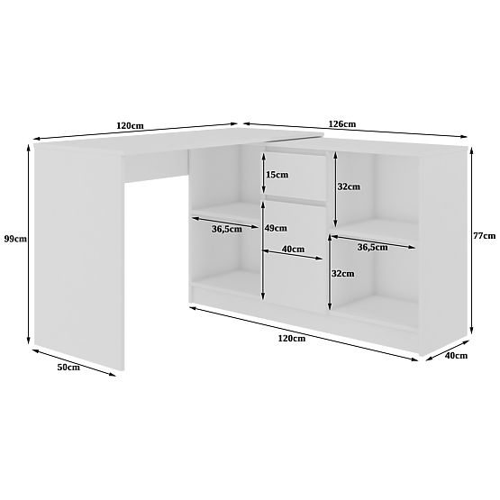 BIROU DE COLȚ - SET B-17 COMODĂ ȘI BIROU PK ALB