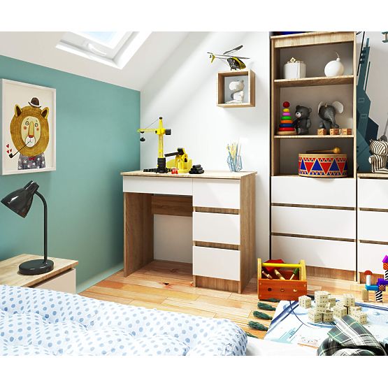 BIROU DE SCRIS A-7 CLP SONOMA / ALB PK DREAPTA