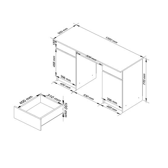 BIROU DE SCRIS CLP A5 2D 2SZ ALB
