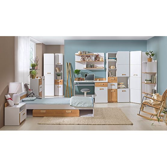 Masă de birou L10 - alb / stejar nash