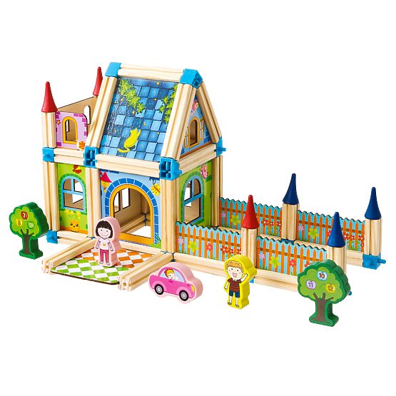 Blocuri de construcție din lemn pentru casă 6 în 1 ECOTOYS