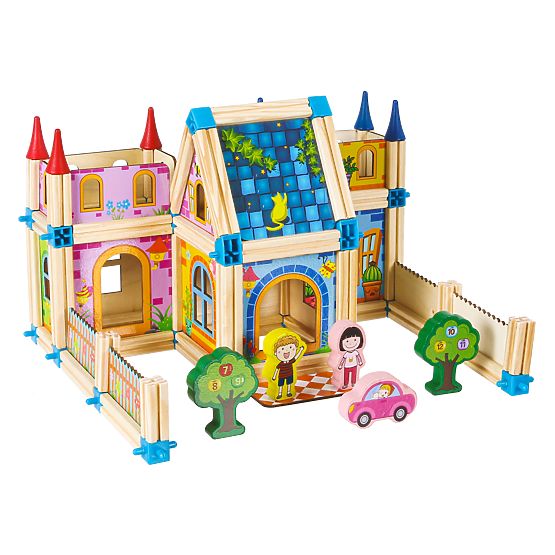 Blocuri de construcție din lemn pentru casă 6 în 1 ECOTOYS