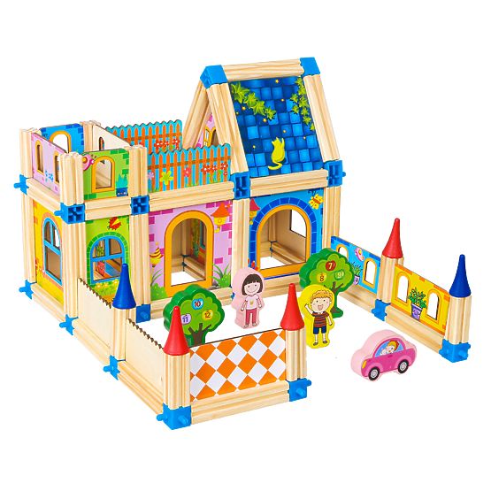 Blocuri de construcție din lemn pentru casă 6 în 1 ECOTOYS