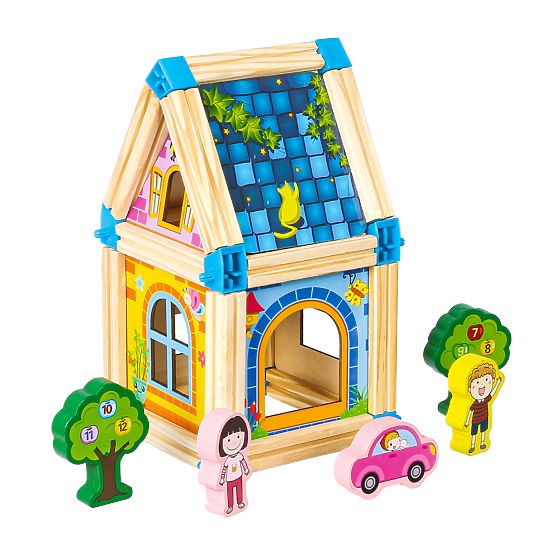 Blocuri de construcție din lemn pentru casă 6 în 1 ECOTOYS
