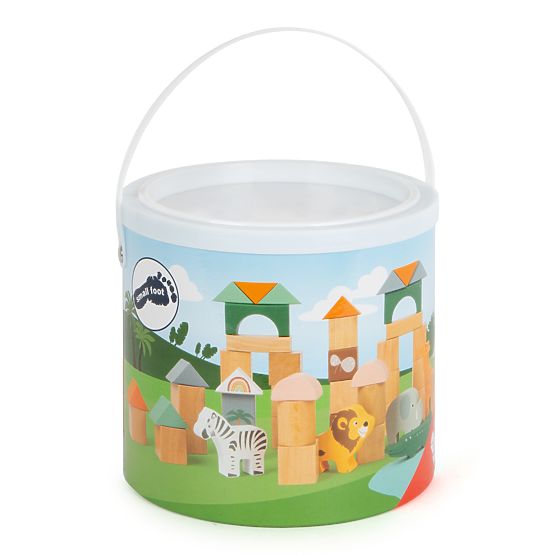 Blocuri de construcție din lemn Small Foot Safari 50 buc