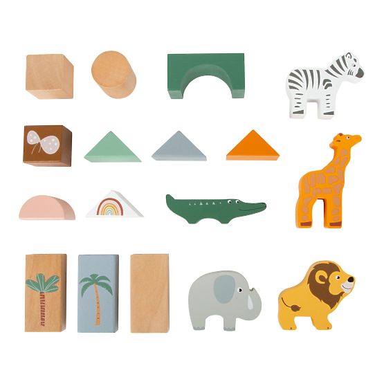 Blocuri de construcție din lemn Small Foot Safari 50 buc