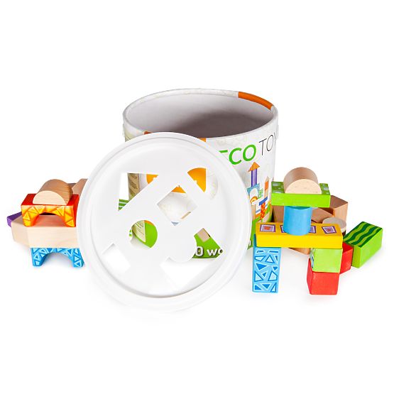 Blocuri de lemn colorate 50 buc